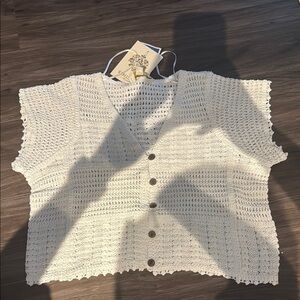 Elegant Cream Crochet Cardigan